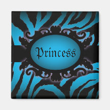Sophisticated turquoise Zebra Print monogram Refrigerator Magnets