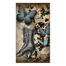 Sophisticated Vintage Paris lace shoe butterfly Business Card Templates