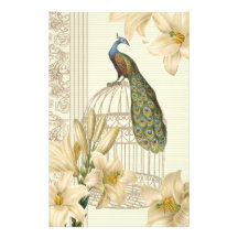 Sophisticated vintage Peacock Cage Lily Stationery