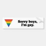 Sorry boys I'm gay 2 Bumper Stickers