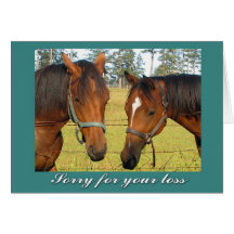 Sorry For Your Loss, Sympathy Two Sad Horses Greeting Card