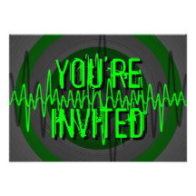 Sound Green Dark 'You're Invited' invitation
