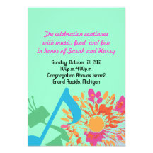 SOUND OF THE TORAH FLOWER Bat Mitzvah Party Card Custom Invites