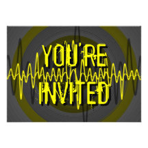 Sound Yellow Dark 'You're Invited' invitation