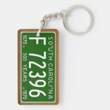 South Carolina 1970 Vintage License Plate Keychain Rectangular Acrylic Key Chain