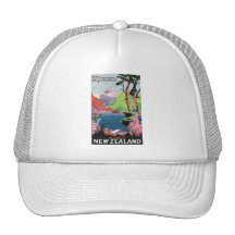 South Island New Zealand Travel Poster Hats