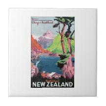 South Island New Zealand Travel Poster Tile