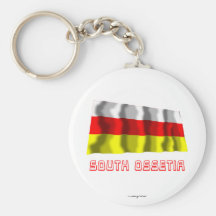 South Ossetia Waving Flag with Name Key Chains