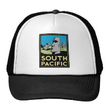 South Pacific Art Deco Travel Poster Trucker Hats