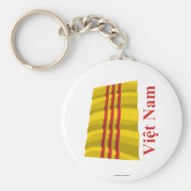 South Vietnam Waving Flag with Name in Vietnamese Keychain