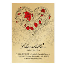 Spa Gift Card Salon Valentine Floral Heart Gold Business Card