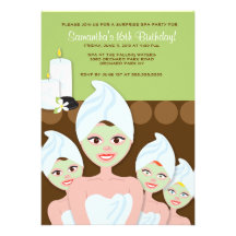 SPA Girls PARTY Birthday or Bridal Shower 5x7 Personalised Announcements