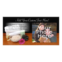 Spa/Massage/Pedicure Salon Scene Black/Colour Customised Photo Card