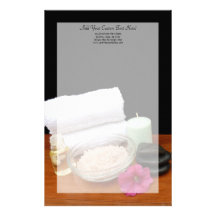 Spa/Massage/Pedicure Salon Scene Black/Colour Stationery Paper