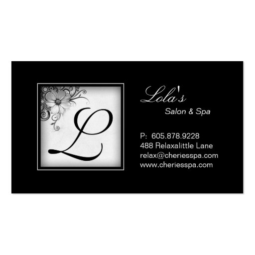 Spa - Salon Monogram BW Business Card 2
