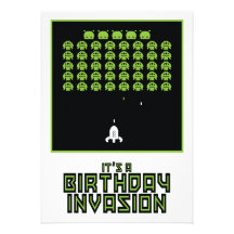 Space Invasion Birthday Invitation