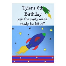 Space Rocket Birthday Invitation