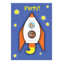 space rocket boy photo party invitation