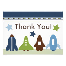 Space Rockets Thank You Card Announcements