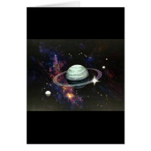 Space, Saturn Rings & Moons Card