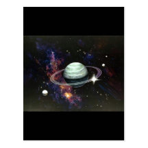Space, Saturn Rings & Moons Post Card
