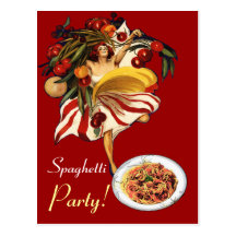 SPAGHETTI PARTY DANCE,ITALIAN KITCHEN AND TOMATOES POST CARDS