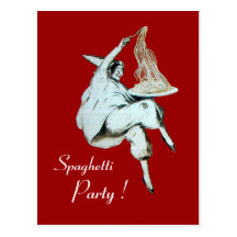 SPAGHETTI PARTY ITALIAN KITCHEN, RESTAURANT red Post Cards