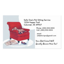 Spaniel in Red Chair ~ Retro Style Business Card