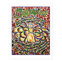 Spanish Serenity Prayer Angel Postcard