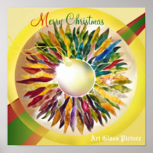Sparkling Christmas Leaves Print (Huge size) ポスター