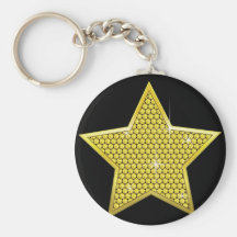 Sparkling Gold Star Keychains