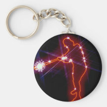 Sparkling outline of baseball batter key chain