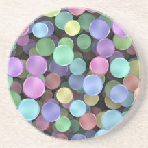 Sparkling Rainbow Polka Dots Beverage Coasters