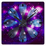 Sparkling space flower Wall Clock