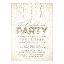 Sparkly Gold Glitter Bachelorette Party Invitation