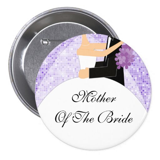 Sparkly Mother of the Bride Button / Pin Purple
