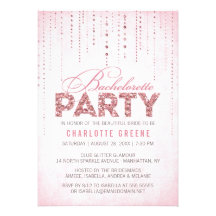 Sparkly Pink Glitter Bachelorette Party Invitation
