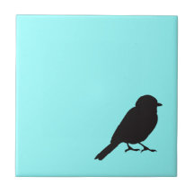 Sparrow silhouette chic blue swallow bird ceramic tiles