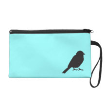 Sparrow silhouette chic tiffany blue swallow bird wristlet purses