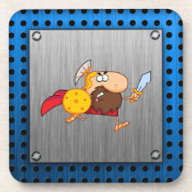 Spartan Gladiator; Metal-look Beverage Coasters
