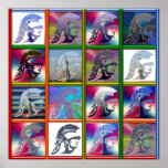 Spartan Solider Collage with Statue of Liberty Poster