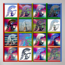 Spartan Solider Collage with Statue of Liberty Poster