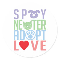 Spay Neuter Adopt Love 2 stickers