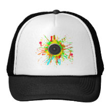 Speaker Splatter - DJ Music Disc Jockey Audio Mesh Hat