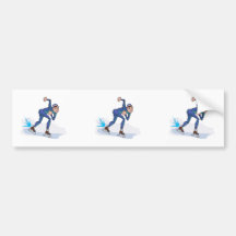 speed skater skating graphic bumper sticker