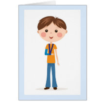 Speedy recovery - Cartoon boy with broken arm card