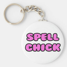 Spell Chick Pink Keychain