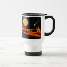 Sphinx & Moon over Egyptian Giza Pyramids Art Mug