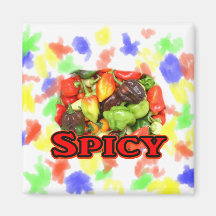 Spicy ! Hot habanero Pepper Pile Pepper Lover Gift Magnets