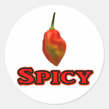 Spicy Single Habanero Hot Pepper Design Round Stickers